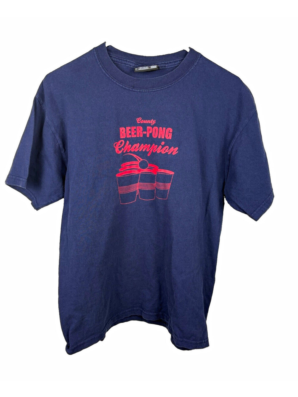 Vintage Steve & Barry's County Beer Pong Champion T-Shirt Size M Navy